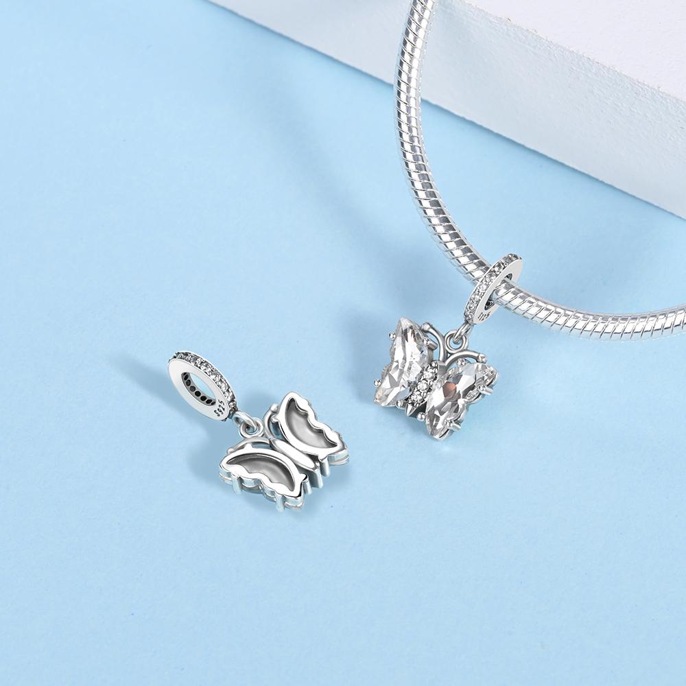 Glass Butterfly Pendant Copper Plated For Charms Copper Plated Original Bracelet For Jewelry Making