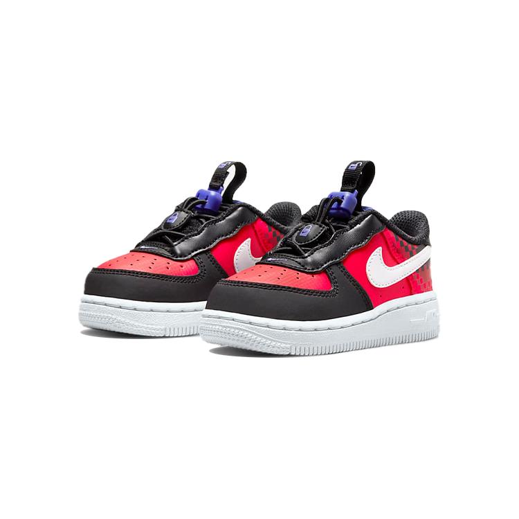 New Nike Air Force 1 Toggle SE Low Top Skateboard Shoes Black Red Infant And Toddler DN3323-600