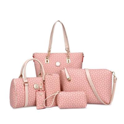 2025 Women's Fashion Arrow Pattern Mother-and-Child Handbag & Shoulder Bag Set – 6 Pieces