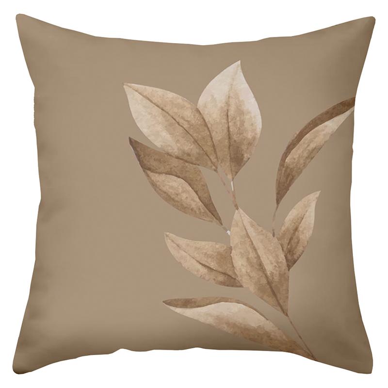 1 Pieces Brown Pillow With Leaf Pattern For Home Decor Polyester Pillowcase, Sofa Decorative Cushion Cov Headboard Pillow