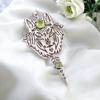Tiger Face Natural Peridot Gemstone Oxidized 925 Sterling Silver Pendant 4" CP-26-1