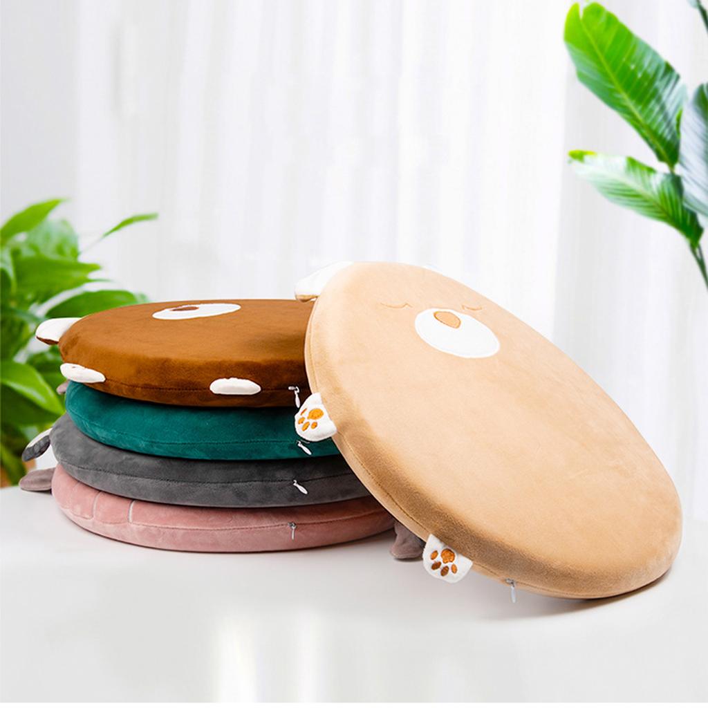 Memory Cotton Cushion Round Cute Dinosaur Shaped Soft Removable Cover Cushion Green 40 x 40 x 4.5cm