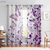 Window Curtains Floral Butterfly Print Curtains Pastoral Style Bedroom Living Room Kitchen Decorative Curtains 2 Pieces