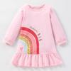 Children's Sweet Pink Rainbow Long-Sleeve Dress