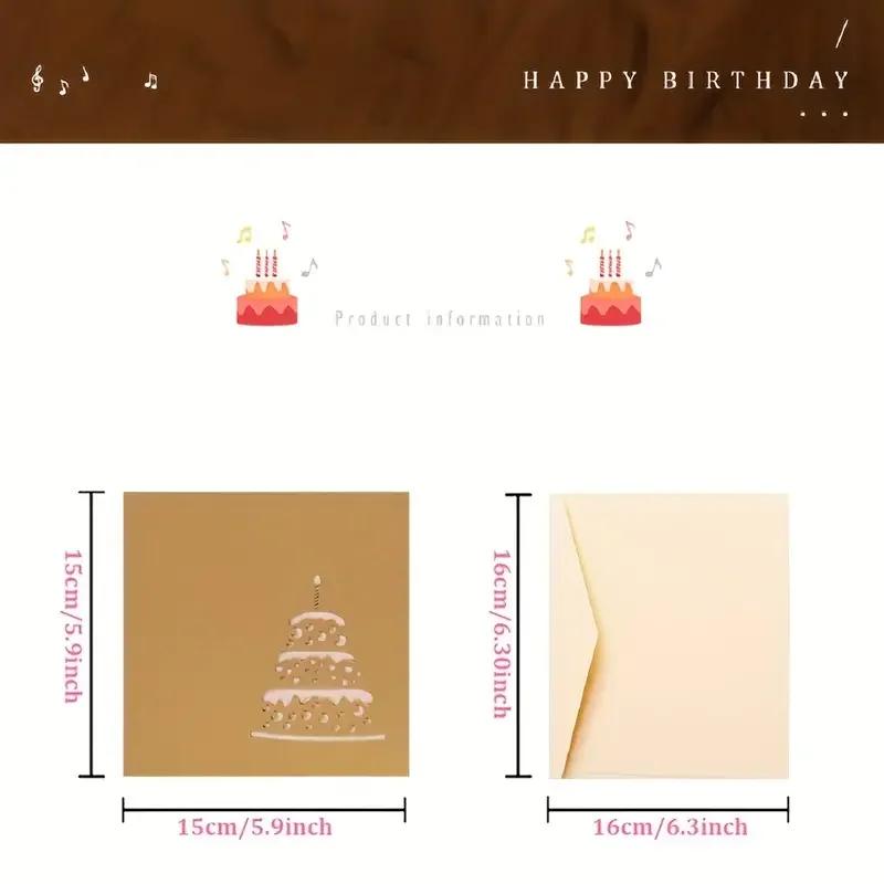 Birthday Card with 3D Light Music Pop-up Cake Creative Greeting Card Gift Message CARDS for Happy Birthday Party