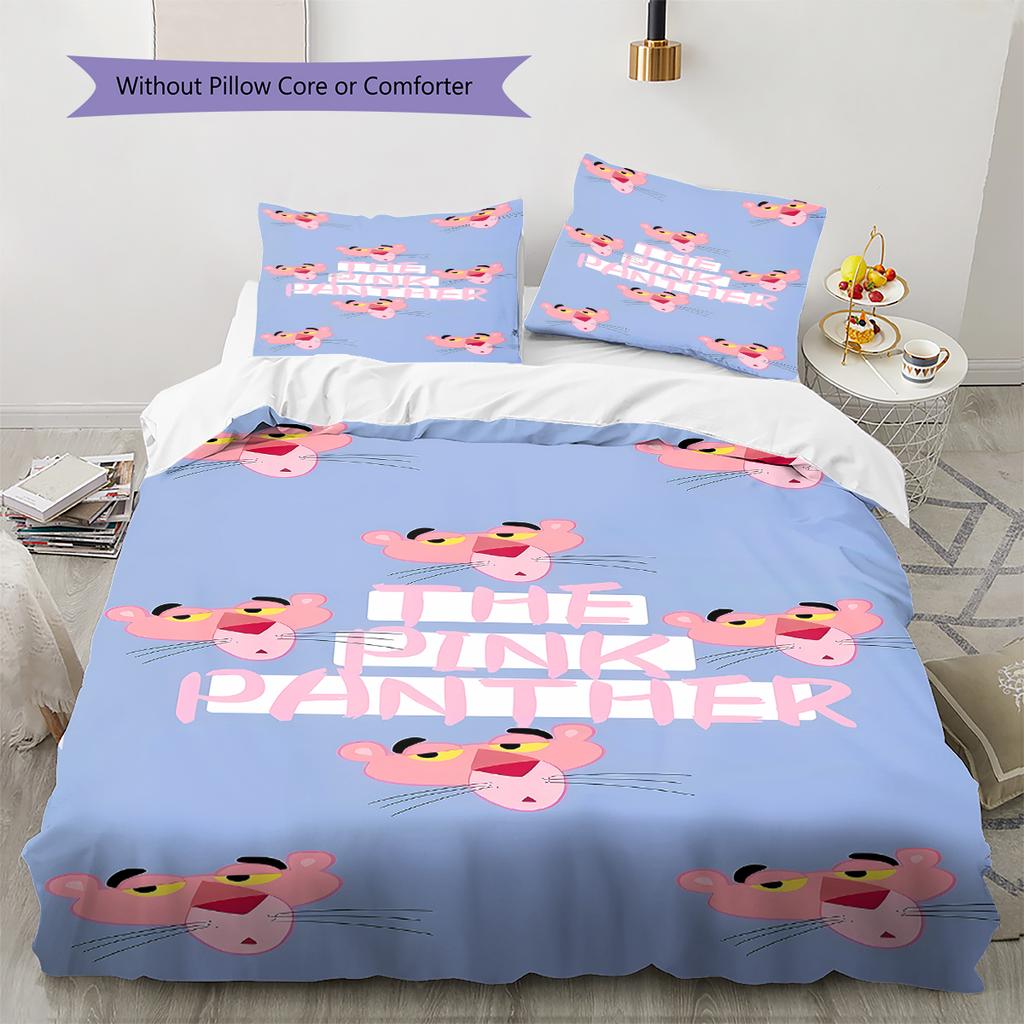 Pink Panther Muster Bettwäsche, Steppbett Set Bettbezug Kissenbezug Zuhause Geburtstagsgeschenk (1 Bettbezug + 2 Kissenbezüge, ohne Füllung)