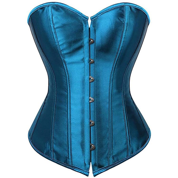 Corset satinat push-up cu control abdominal și tanga