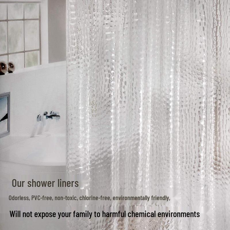 EVA Waterproof Thickened Transparent Shower Curtain - Moisture-Proof, No-Punch Installation