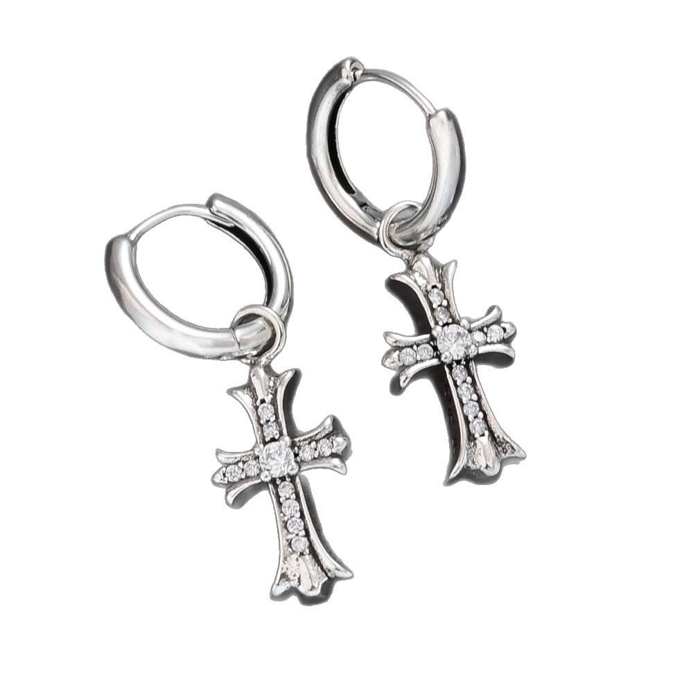 Accessories High-End Diamond Cross Earrings Women'S Frigid Wind Niche Earrings Earrings
