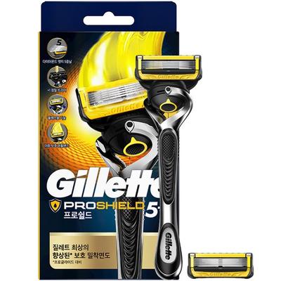 1 cabo de barbear Gillette Fusion ProShield amarelo + 2 lâminas extras, 1 conjunto