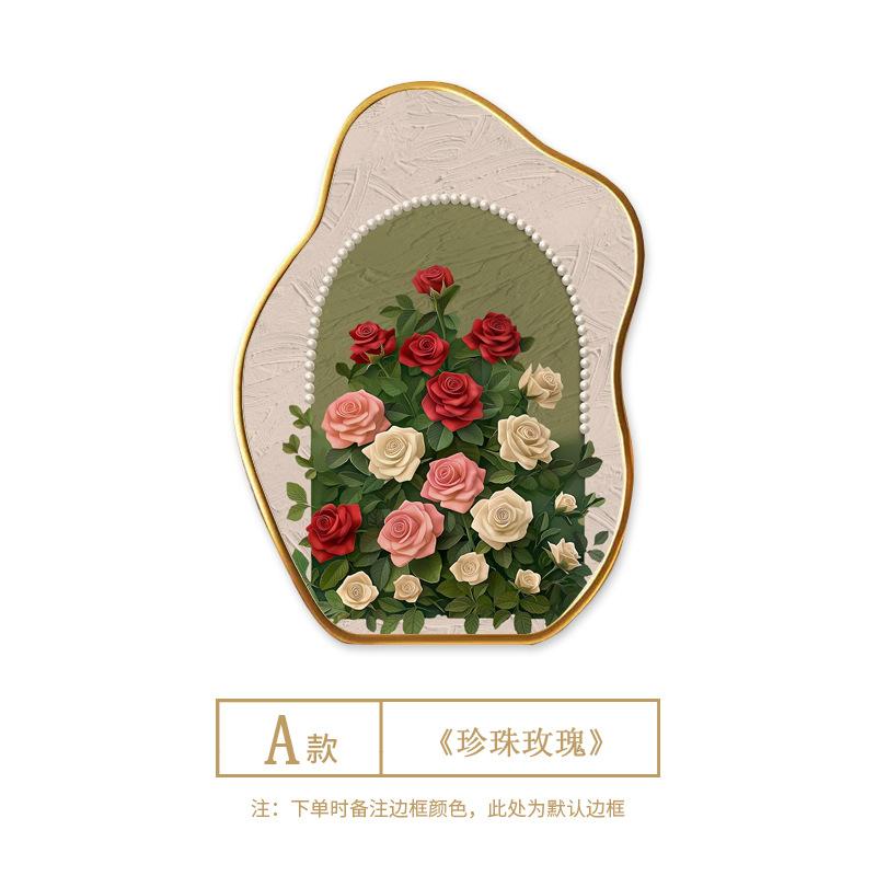 

Medieval-style Pearl Rose Pattern Decorative Painting,home Room Desktop Chest Setting Table,vintage Art Piece,high-end and Niche Black20x25cm