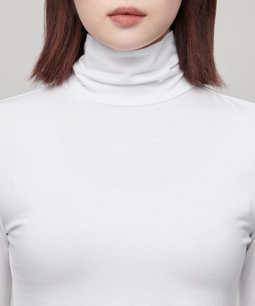 MUSINSA STANDARD WOMAN Women'S Slim Crop Turtleneck Long Sleeve T-Shirt [White]