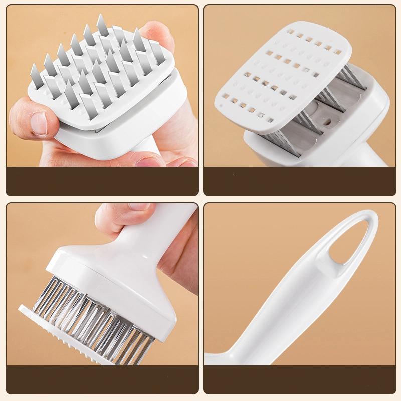 Stainless Steel Automatic Rebound Hammer Meat Floss Meat Needle Household Kitchen Steak Broken Tendon Beef Chicken Flavor Perforator