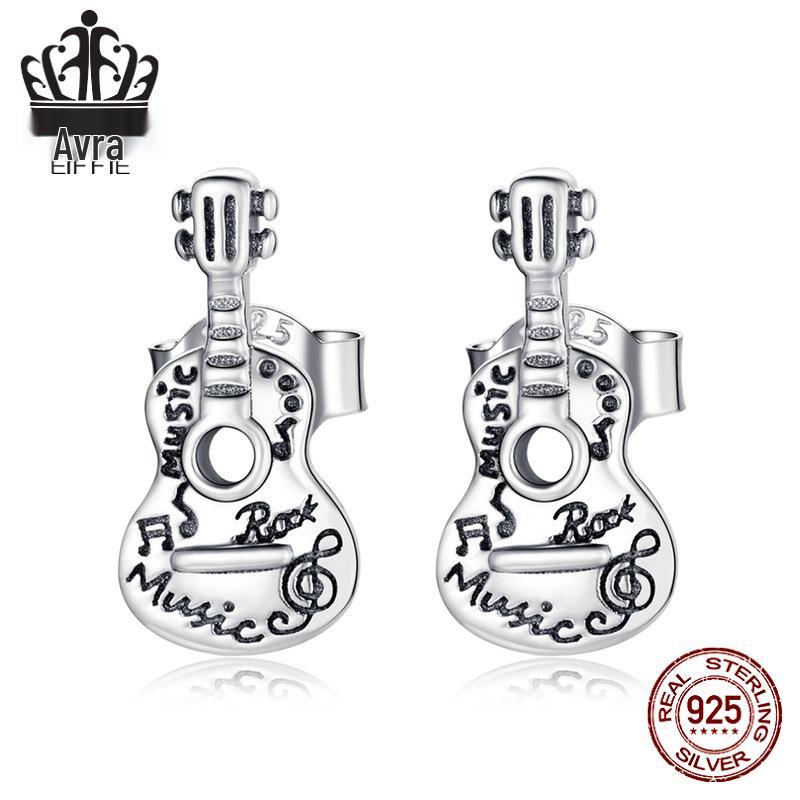 

Серьги-гитары ретро из стерлингового серебра 925 пробы с бриллиантами для женщин - Европейский и американский стиль 925 Silver
