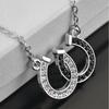 Black White Rhinestone Jewelry Double Horse Hoof Pendant Necklace Zinc Zinc Alloy Chain Women Lady