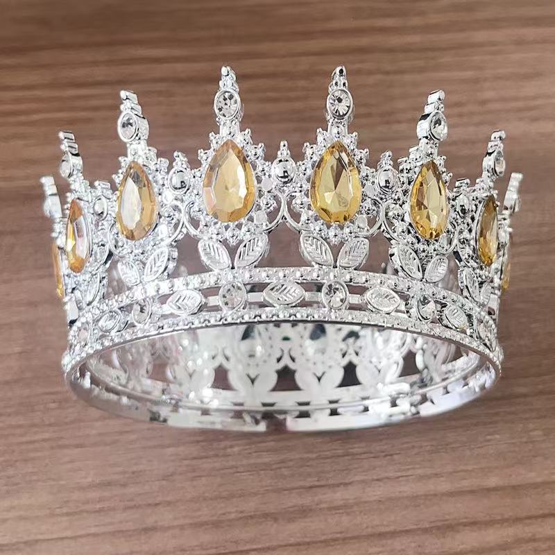 European and American Baroque Plastic Teardrop Crown Headwear for Brides Wedding Photography Accessories Full Round Coming of Age Ceremony Headwear