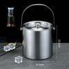 Stainless Steel Insulated Ice Bucket with Lid,Carry leather Handle,Great for home and bar, Chilling