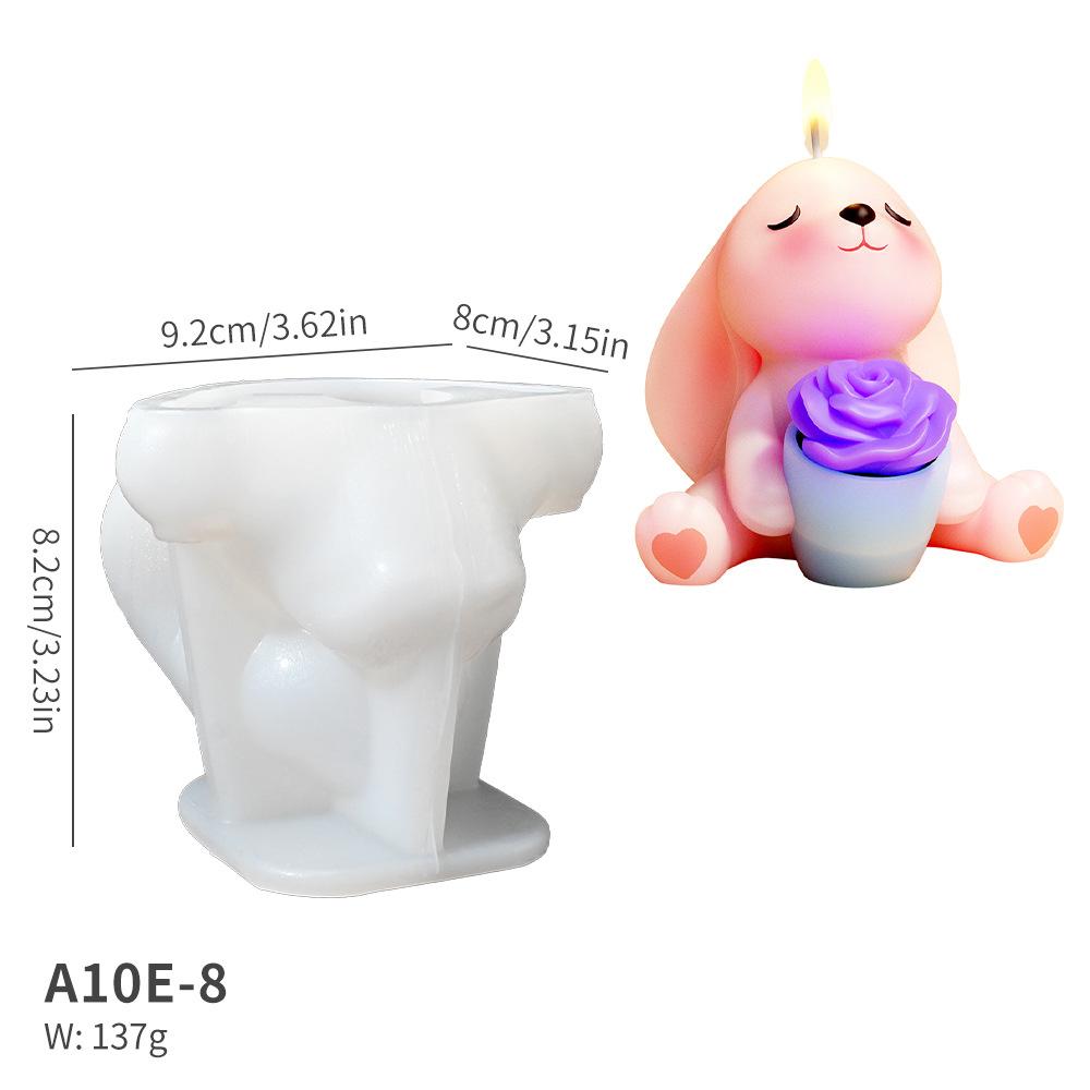 Cute Bear Scented Candle Rabbit Silicone Mold for Candles Home Decoration Silicone Mold for Resin Cartoon Bear