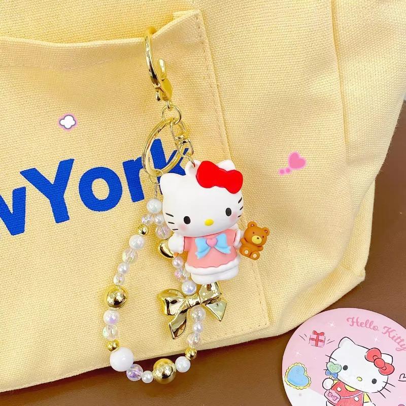 Sanrio Hello Kitty Kawaii Little Angel Collection Line Cinnamoroll Animation Design Animation Merchandise Figure Key Ring Pendant Bagpack Decoration