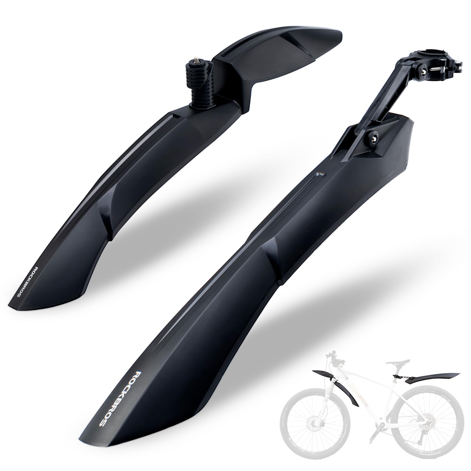 

ROCKBROS Cross Bike Bicycle Mountain Bike Front and Rear Front Angle PP Easy Inch Mudguards, Mudguards, Fenders, Set, Mudguards, Durable, & Rear, чёрный