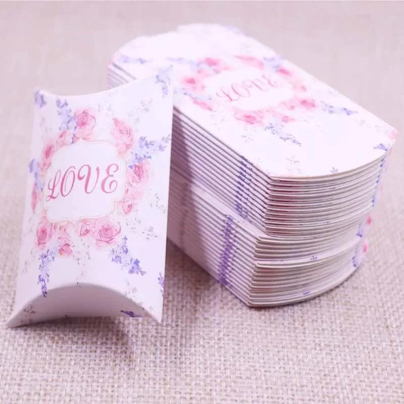 50pcs Marble Style Box Anniversary Gift Box Wedding Present Flamingo Design Box Paper Pillow Cardboard Jewelry Packing