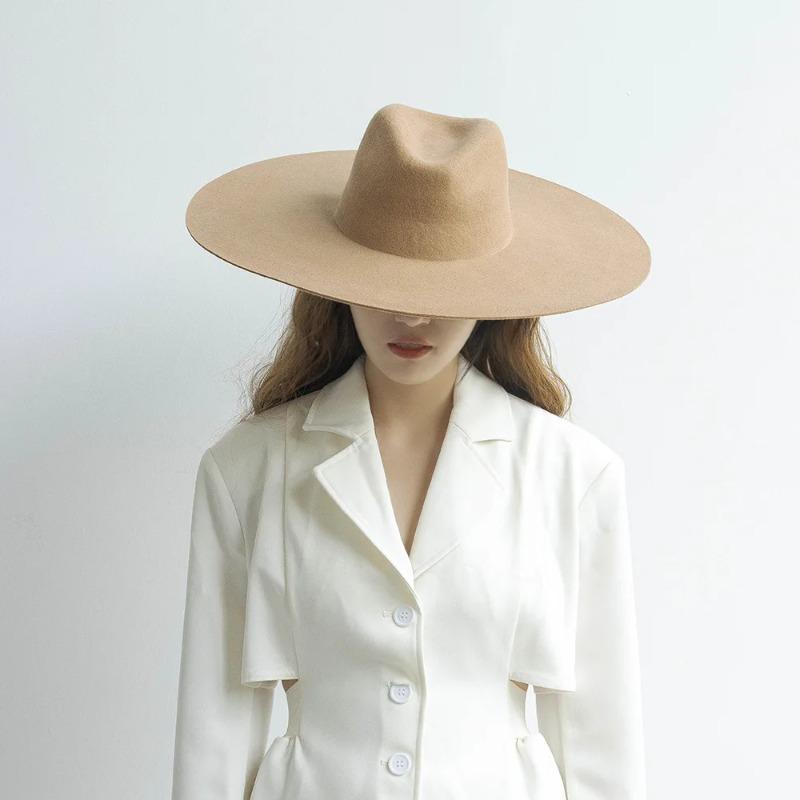 

Ins Chic C, британская зимняя шляпа ярких цветов, утолщенная шерсть, однотонная шляпа-федора с ветровыми полями, мужская и женская шляпа Panamjazz head size 57cm