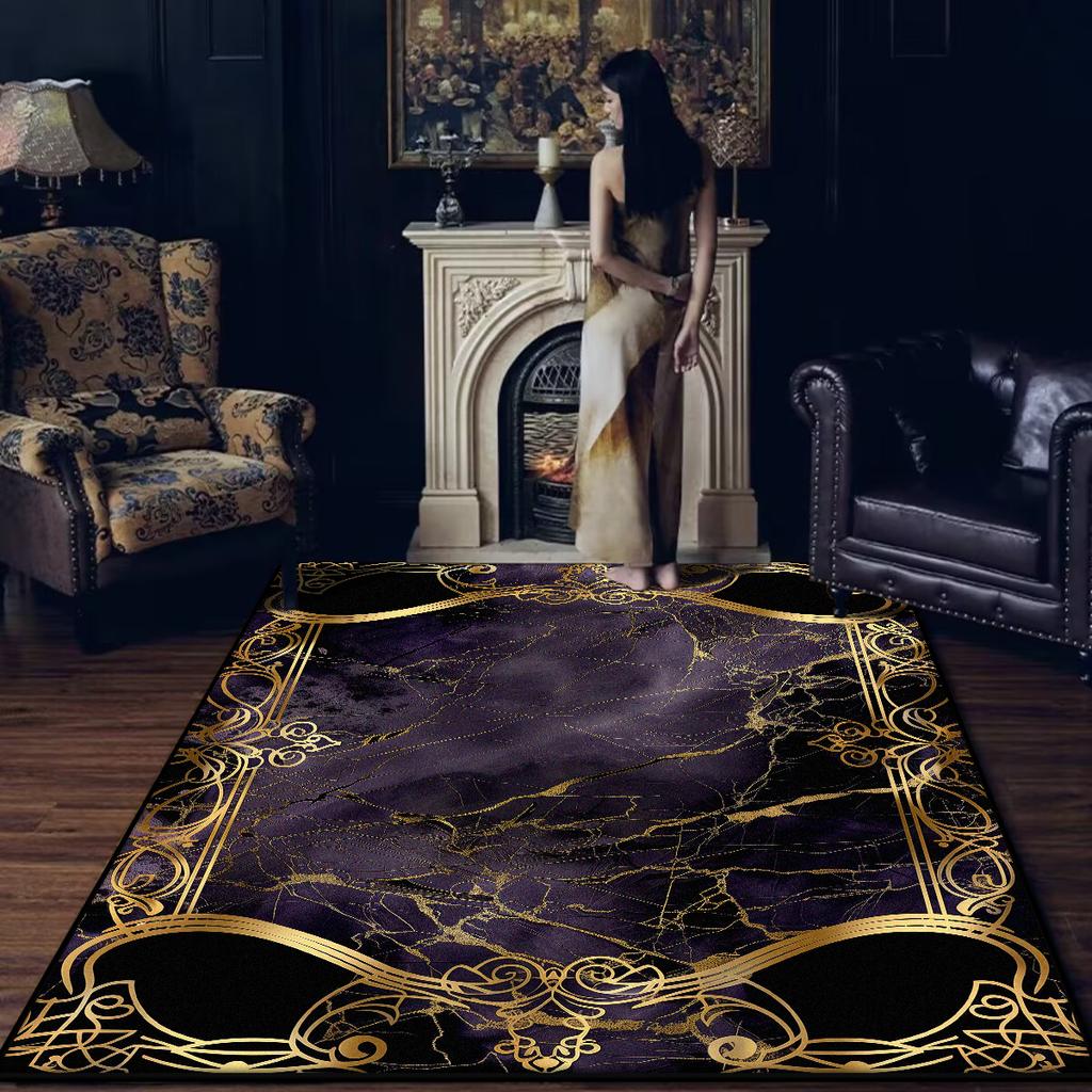 Modern Luxury Black Carpet for Living Room Washable Decoration Home Chinese Style Rugs for Bedroom Non-slip Large Rug Bath mat