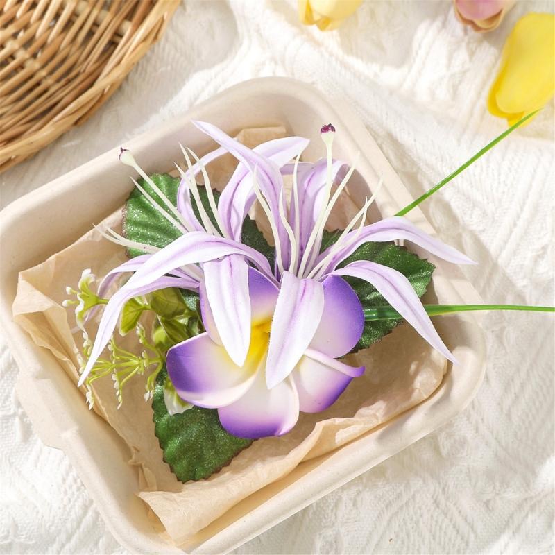Trendy Floral Flame Hair Clip Artificial Egg Flower Barrette Beach Holiday Accessories For Women Wedding Party Styling