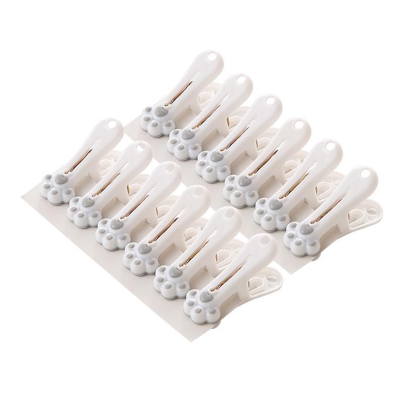12Pcs/Lot Kawaii Cat Claw Clothes Pegs Plastic Metal Spring Clip Clothes Fix Pegs Socks Underwear Holder Laundry Accessories