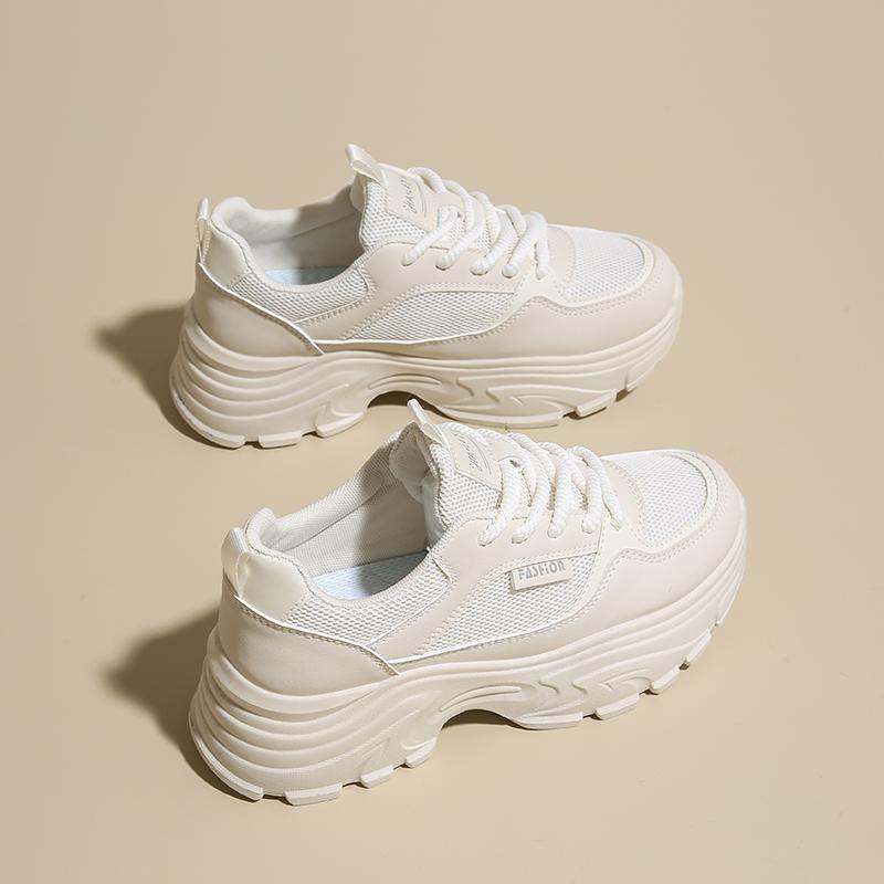 CRLAYDK Summer Chunky Sneakers for Women Platform Mesh White Casual Dad Shoes Comfortable Ladies Wedge Walking Sports Tennis