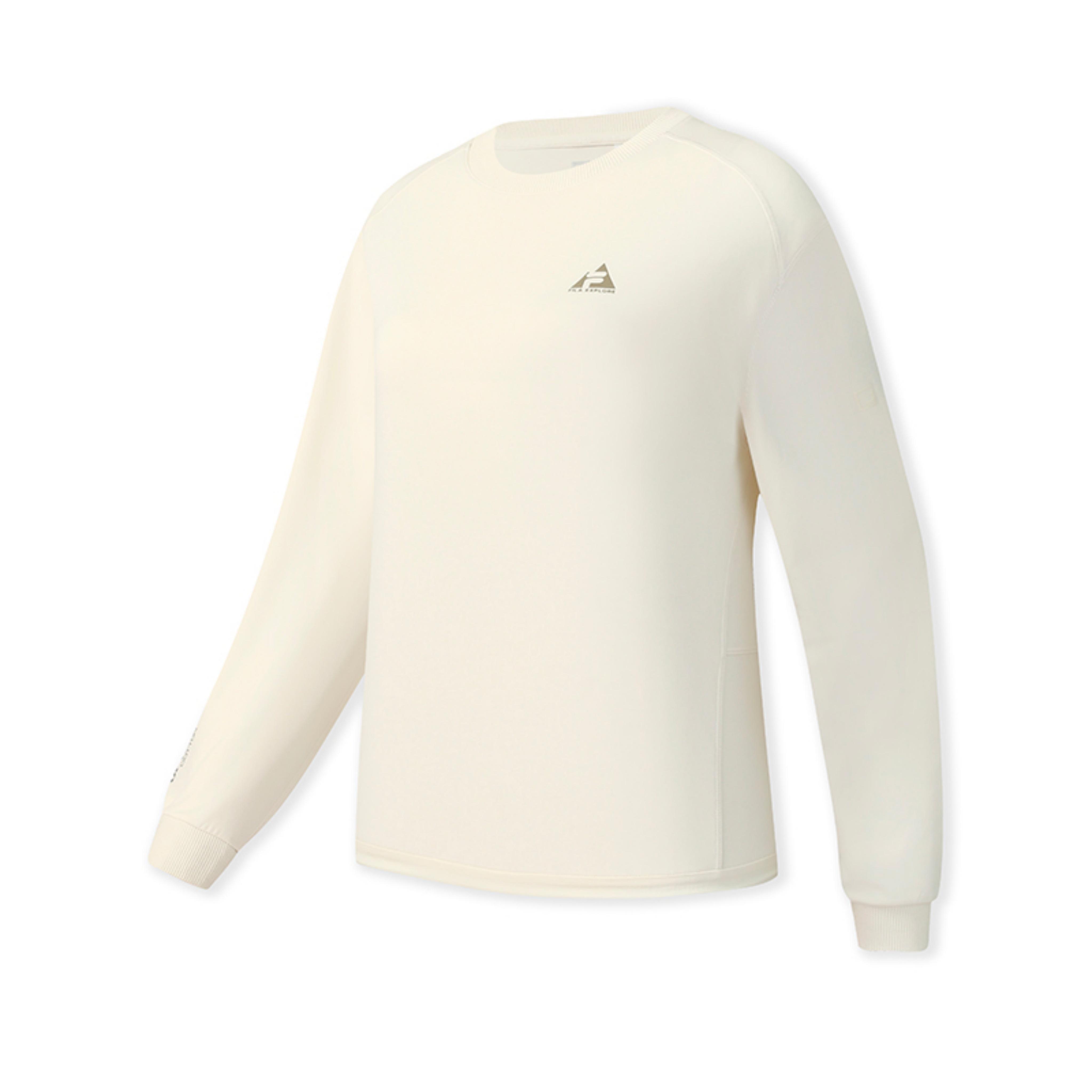 

FILA Explorer Trendy Casual Outdoor Versatile Loose Printed Knit Long Sleeve T-Shirt Women Tops Dew-White A11W547202FIV M