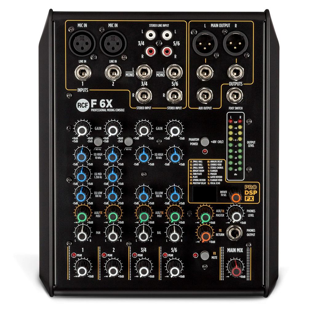 RCF 6CH Mixing Console with Effector F6X Black Built-in