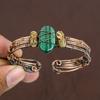 Malachite Handmade Copper Wire Wrap Cuff Bangle Adjustable R0N42