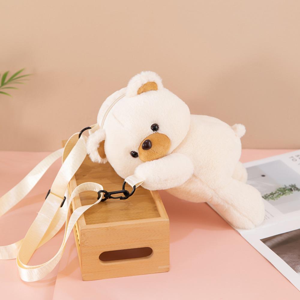 

Large Capacity Plush Bear Crossbody Bag Doll Animal Shoulder Bag Simple Children Backpack Outdoor