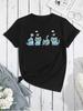 Women's Y2k Kpop-huntrix-tee T-shirt Cute Blue Cats Graphic Tee Soft Stretchy Crewneck Top For Casual Everyday Concert Outfits