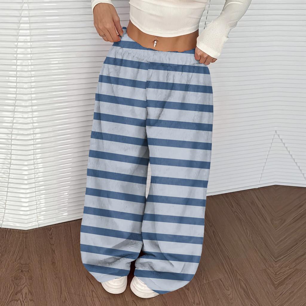 Women's Casual And Fashionable Printed Elastic Waist Loose Wide Leg Pants