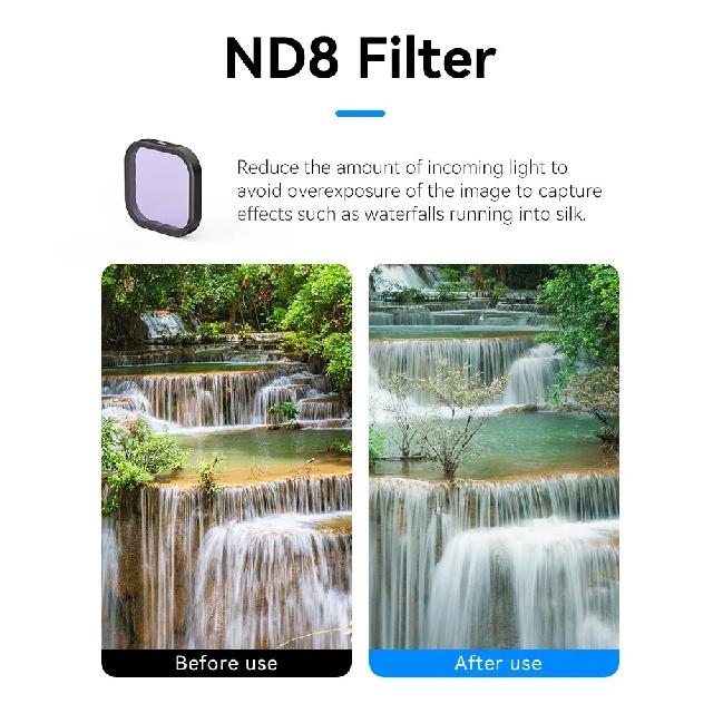 TELESIN ND8 ND16 ND32 ND64 CPL Lens Filter Set Aluminium Alloy Frame for GoPro Hero 13 Action Camera ND CPL Lens Filter