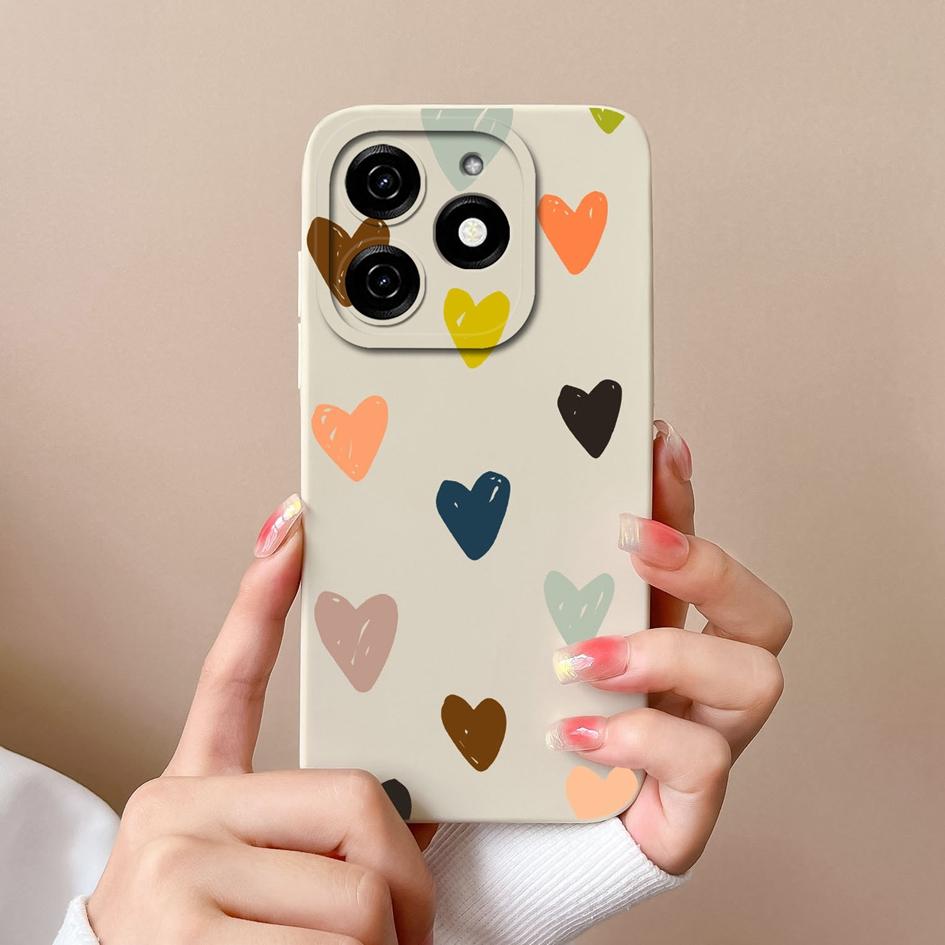 

Чехол для Itel A18s A70 Tecno Spark 20 20C Pop 8 Pova 6 Pro Чехлы-бамперы Pretty Love Heart Pattern Матовые жидкие силиконовые противоударные чехлы для телефонов Корпус Tecno Spark 20C