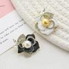 Exquisite Rhinestone Pearl Camellia Flower Brooches Pin For Women Clothing Coat Accessories Gifts