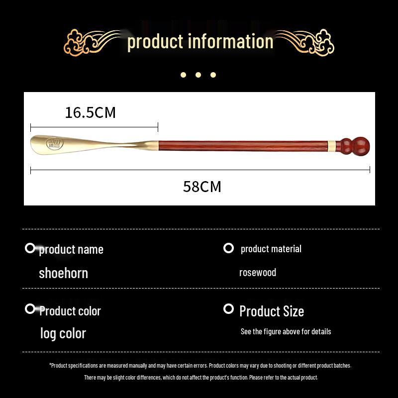 Lelandy Solid Wood Long-Handle Shoehorn with Brass Head