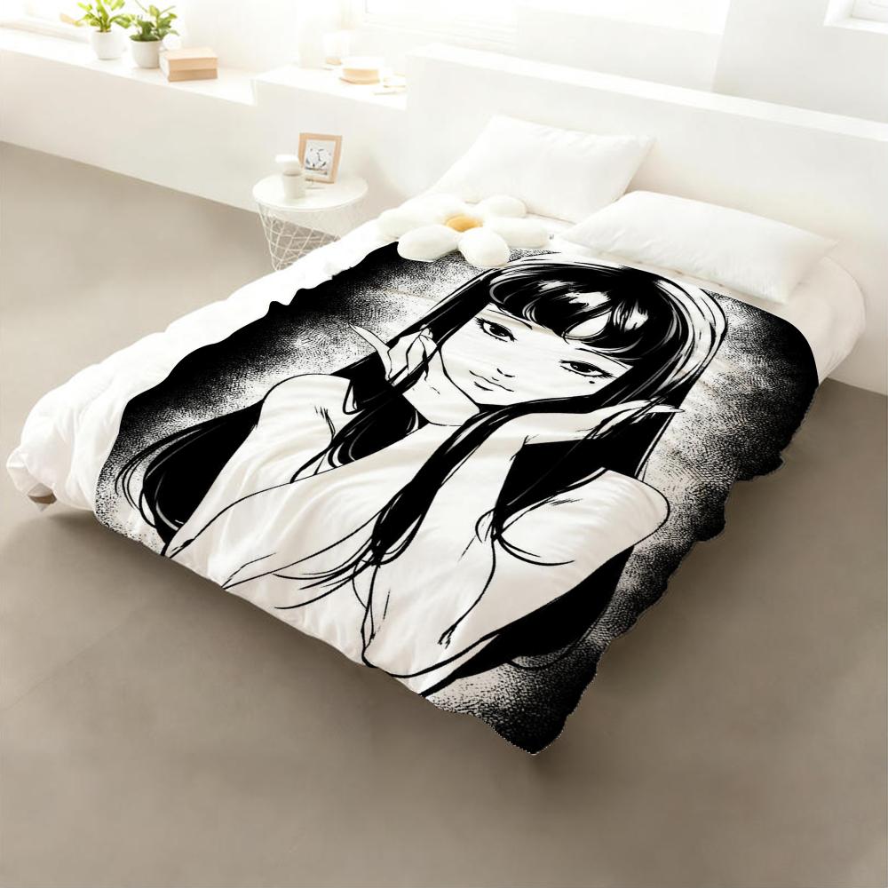 Art Junji Ito Tomie Retro Cool Girl Throw Flannel Throw Blanket: Soft Kid-Friendly Warm Anti-Static All Season Washable Couch