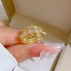 ZAKOL Korean Fashion Three-layer Shiny Zircon Nail Open Ring for Women Engagement Wedding Party Zircon Gift