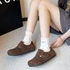 Fashion Single Shoes Women's Fashion Round Toe Suede Metal Buckle Soft Sole Non-slip Wear-resistant Flats