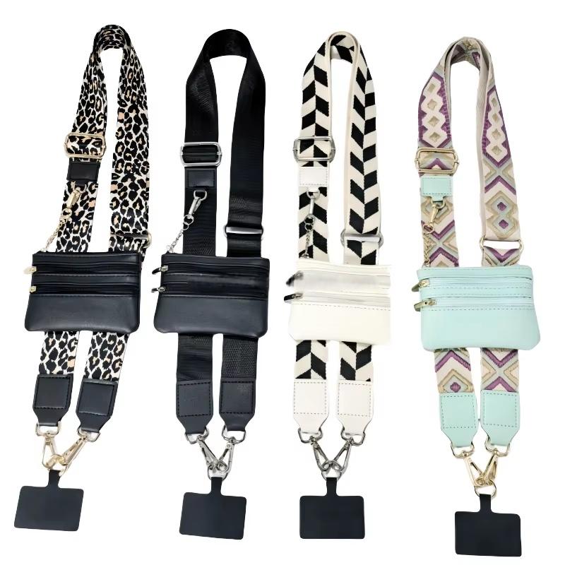 Eryi Detachable Cross Strap Phone Lanyard Zippered Pouch Adjustable Perforation-Free Design Customizable Logo 17 Colors 120cm