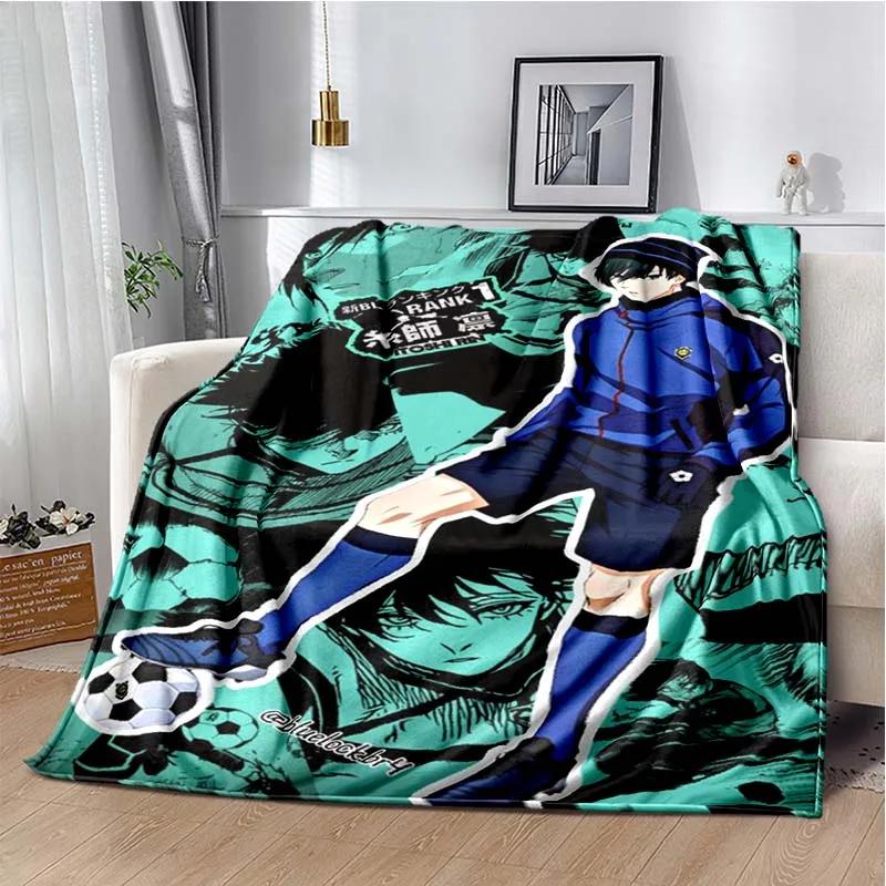 Japanese Cartoon Anime Blue Lock Flannel Throw Blanket Adult Kid Winter Warm Blanket for Bedroom Living Room Sofa Travel Picnic