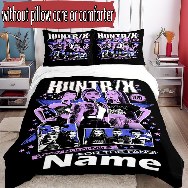 Set copripiumino 3 pezzi (1*Copripiumino + 2*Federe, Senza Nucleo), Set Biancheria da Letto Personalizzato con Nome KPop Cacciatori di Demoni, Decorazione Camera da Letto Casa Regalo
