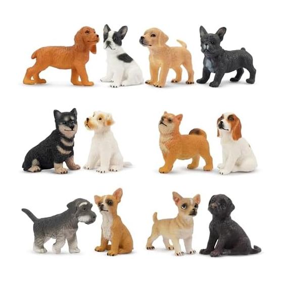 TOYMANY 12PCS набор фигурок собак Мини фигурка животного Модель собаки Реалистичная модель животного Реалистичная модель животного Мини модель Популярная игрушка животное игрушка на день рождения