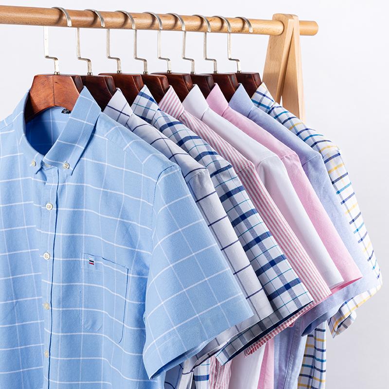 Duży Rozmiar 7XL Letnia Koszula z Krótkim Rękawem 100% Bawełna Koszule dla Mężczyzn Biała Kratka Paski Społeczna Slim Fit Formalne Ubrania Biznesowe