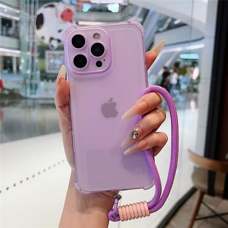 

Новый Матовый Прозрачный Чехол для Телефона со Шнурком для Xiaomi POCO X7 Pro M7 F7 F6 F5 X6 X5 M6 Pro C65 C75 C71 Противоударный Чехол с Ремешком на Запястье POCO F3 фиолетовый