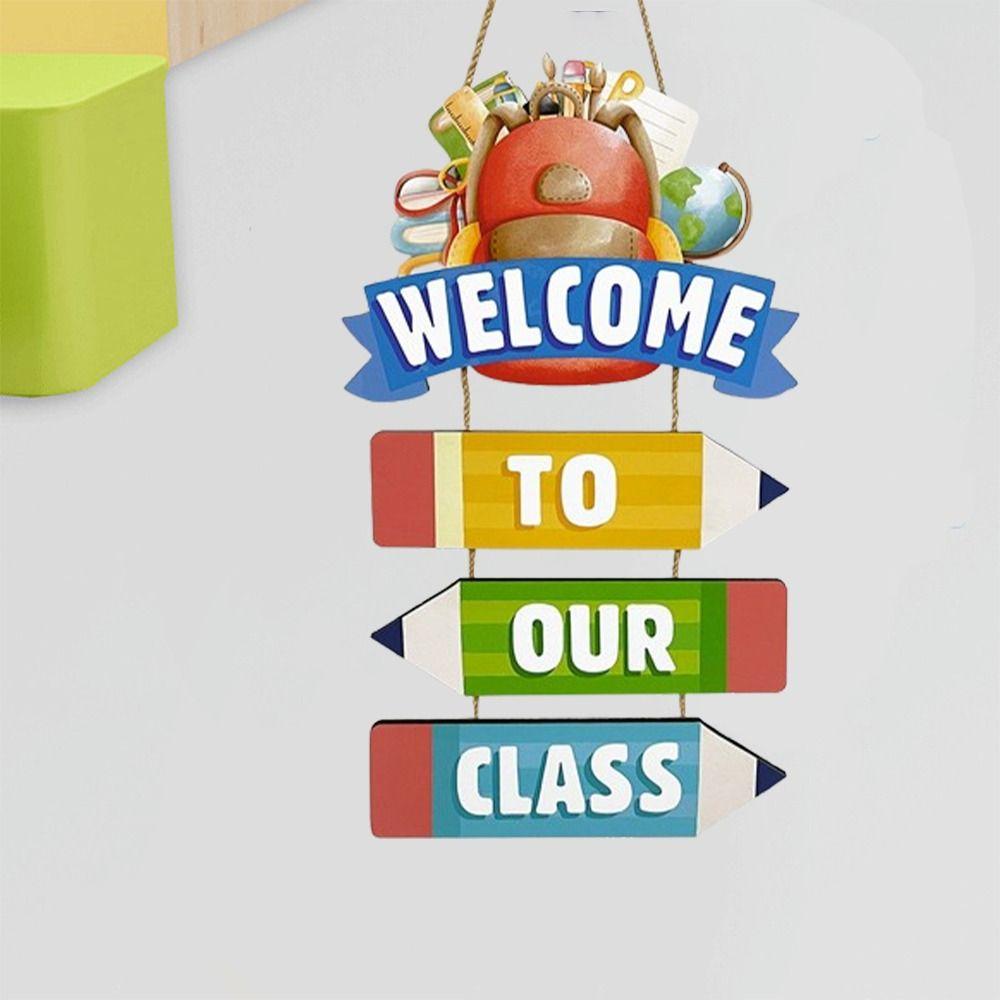 Returning To School Welcome To School Signs Backpack Pencil Wooden Hanging Board  for Party
